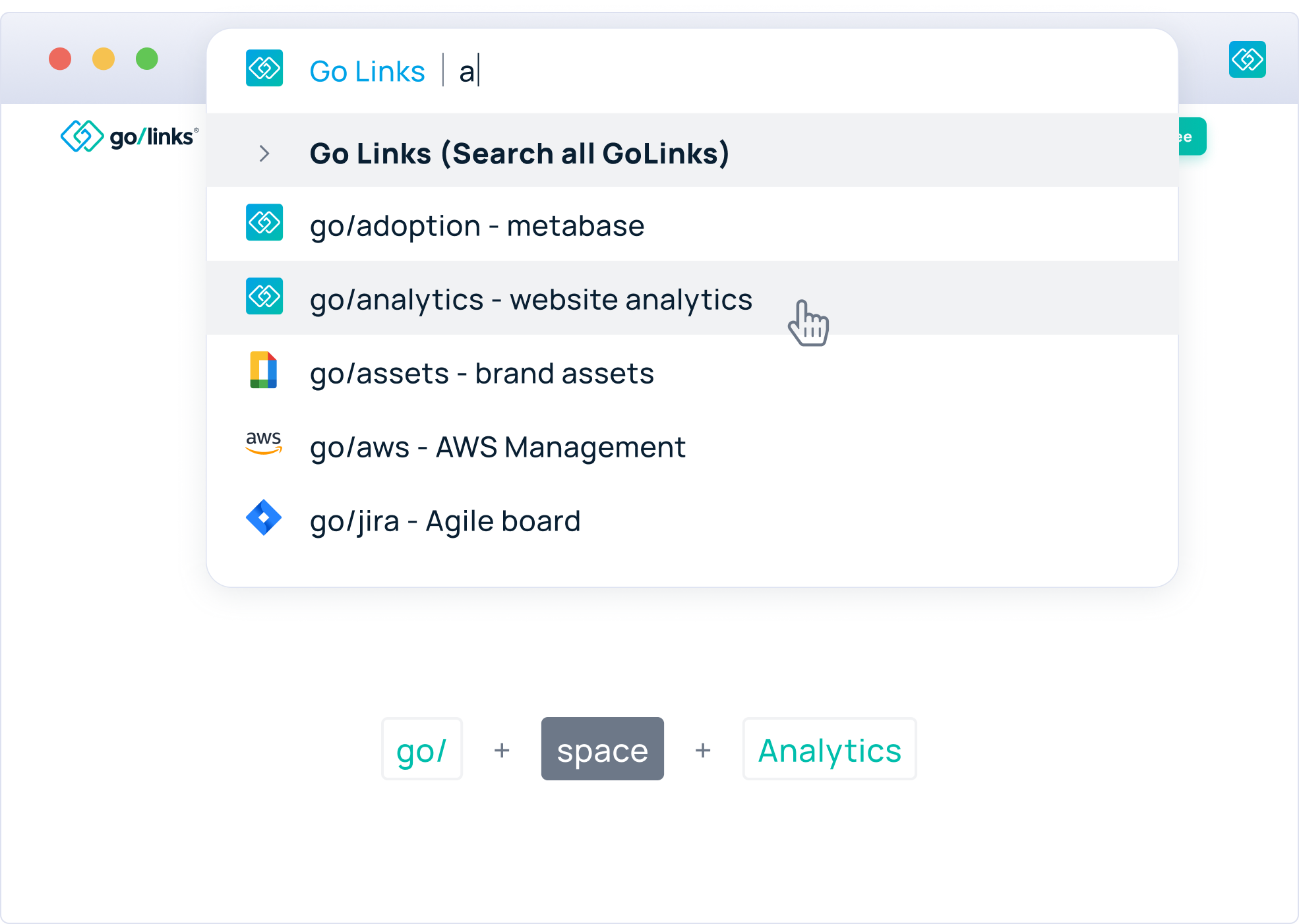 Using GoLinks® in the search bar